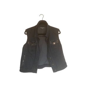 Dress Barn Blue Denim Vest X Large with Original Buttons